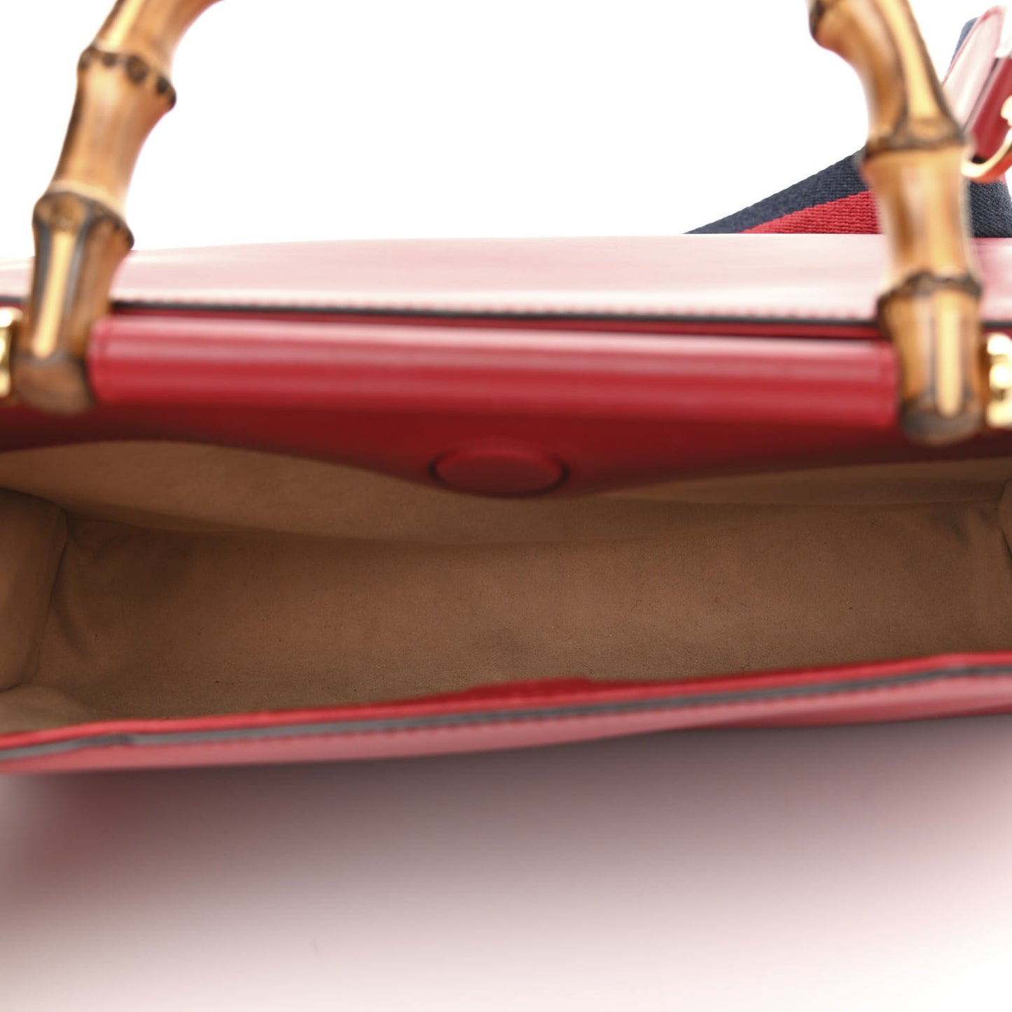 Nappa Bamboo Web Small Nymphaea Top Handle Bag Hibiscus Red