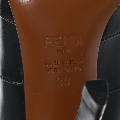 Fendi Vitello Lucido Stretch Fabric Striped Rockoko 105mm Sock Boots 39 Black 6 of 6