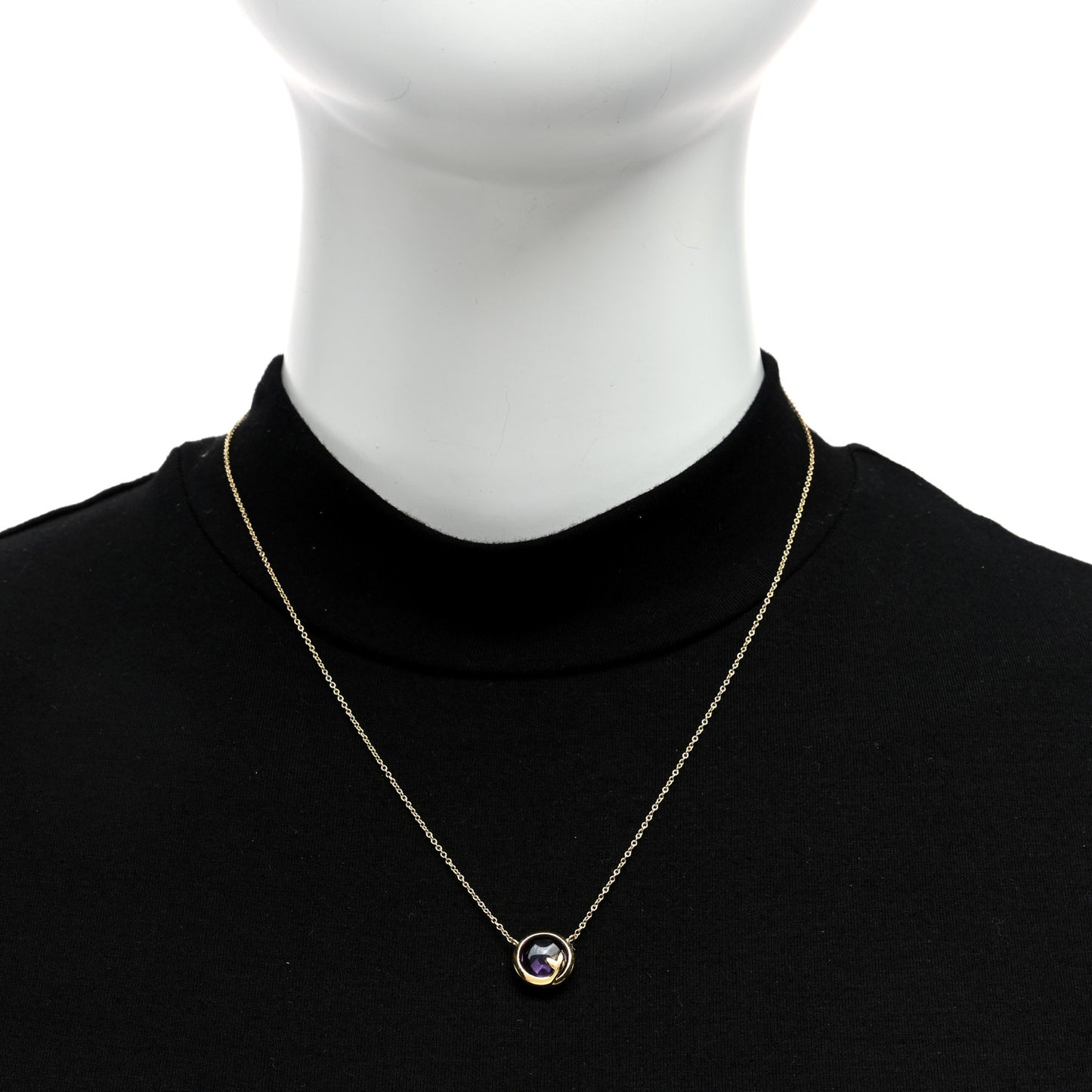 18K Yellow Gold Amethyst Paloma Picasso Olive Leaf Pendant Necklace