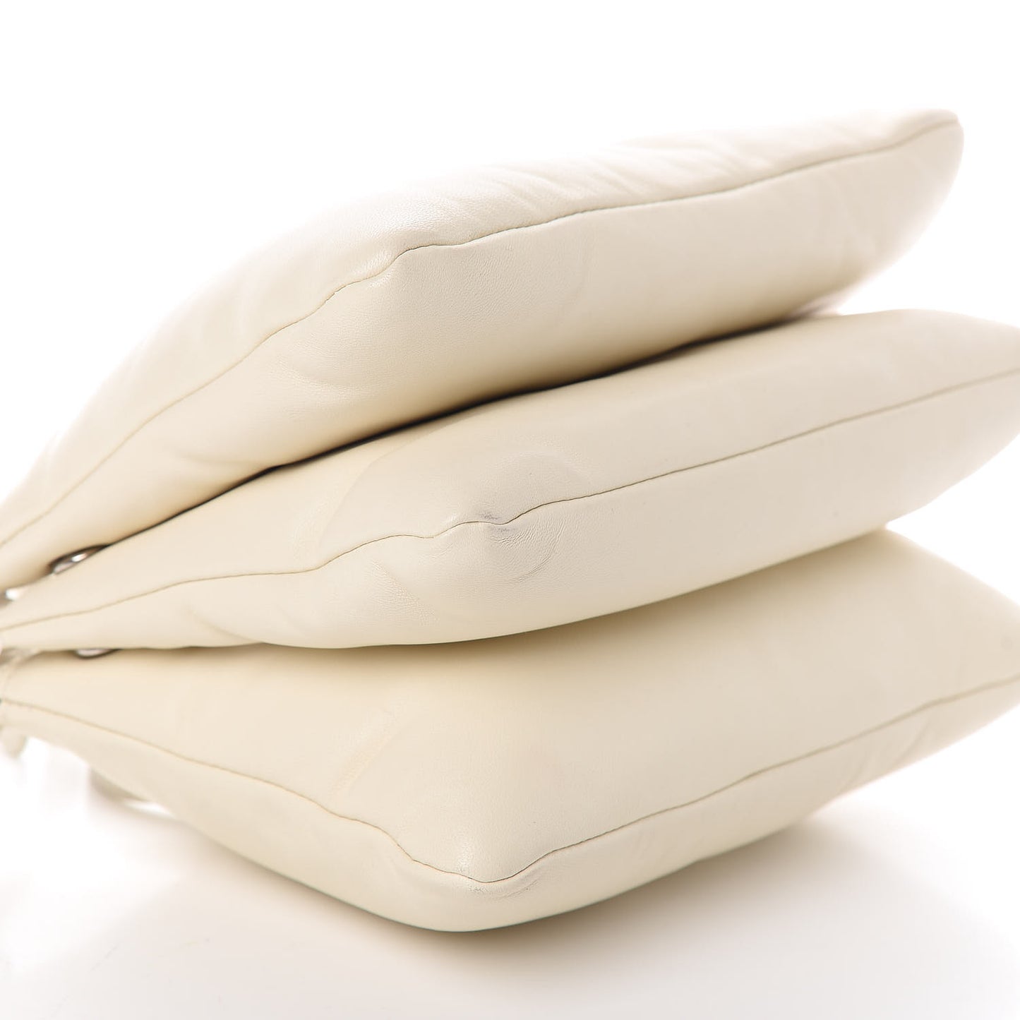 Goatskin Large Pillow Trio Crossbody Bag White