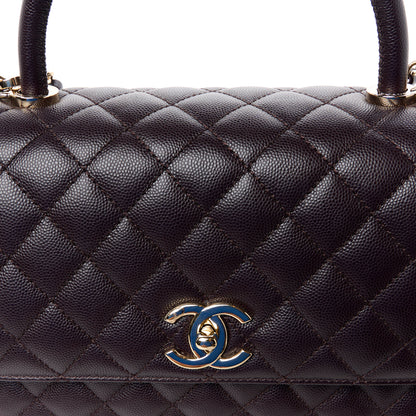 Chanel Caviar Quilted Small Coco Handle Flap Dark Brown 11 of 12