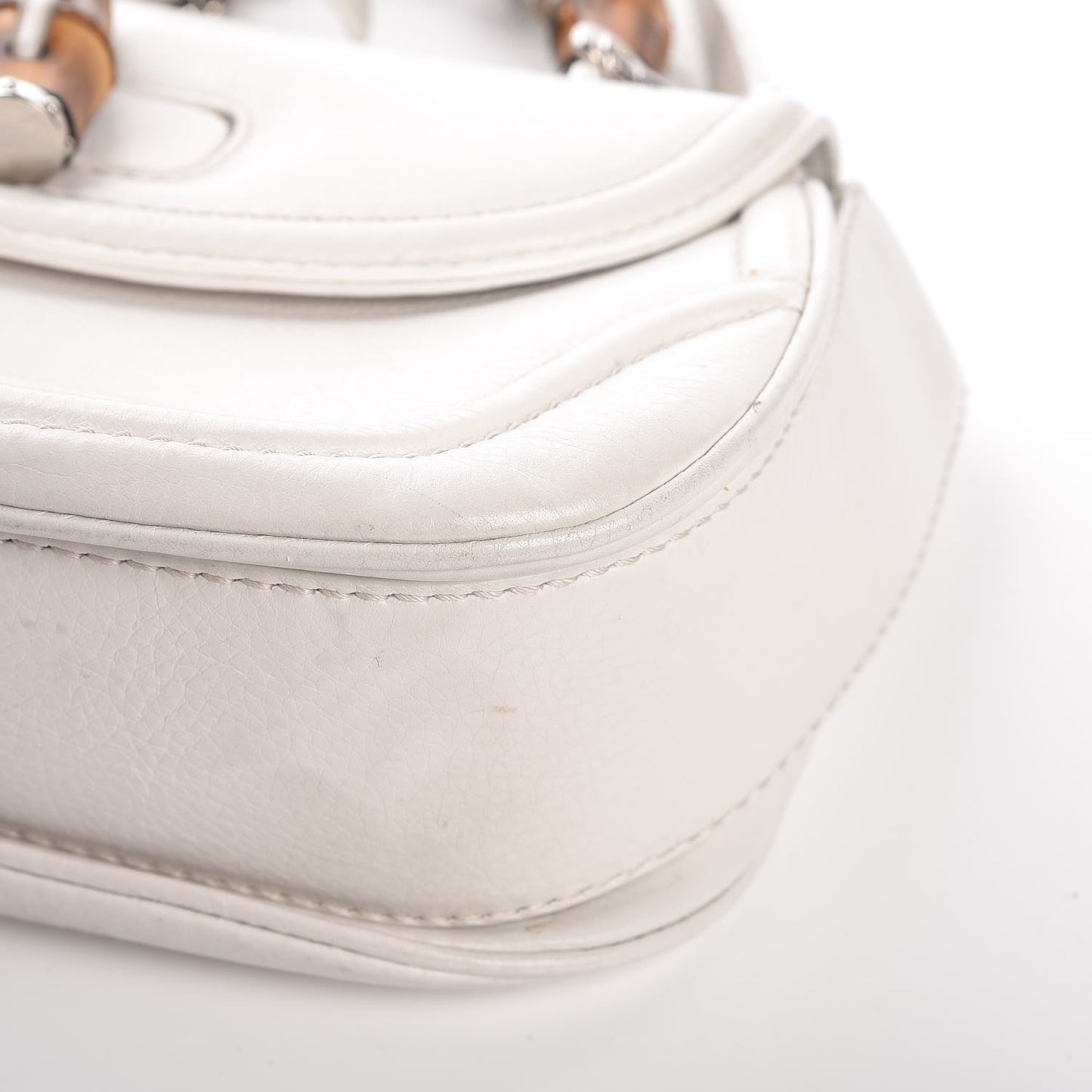 Calfskin Medium New Bamboo Top Handle Bag White
