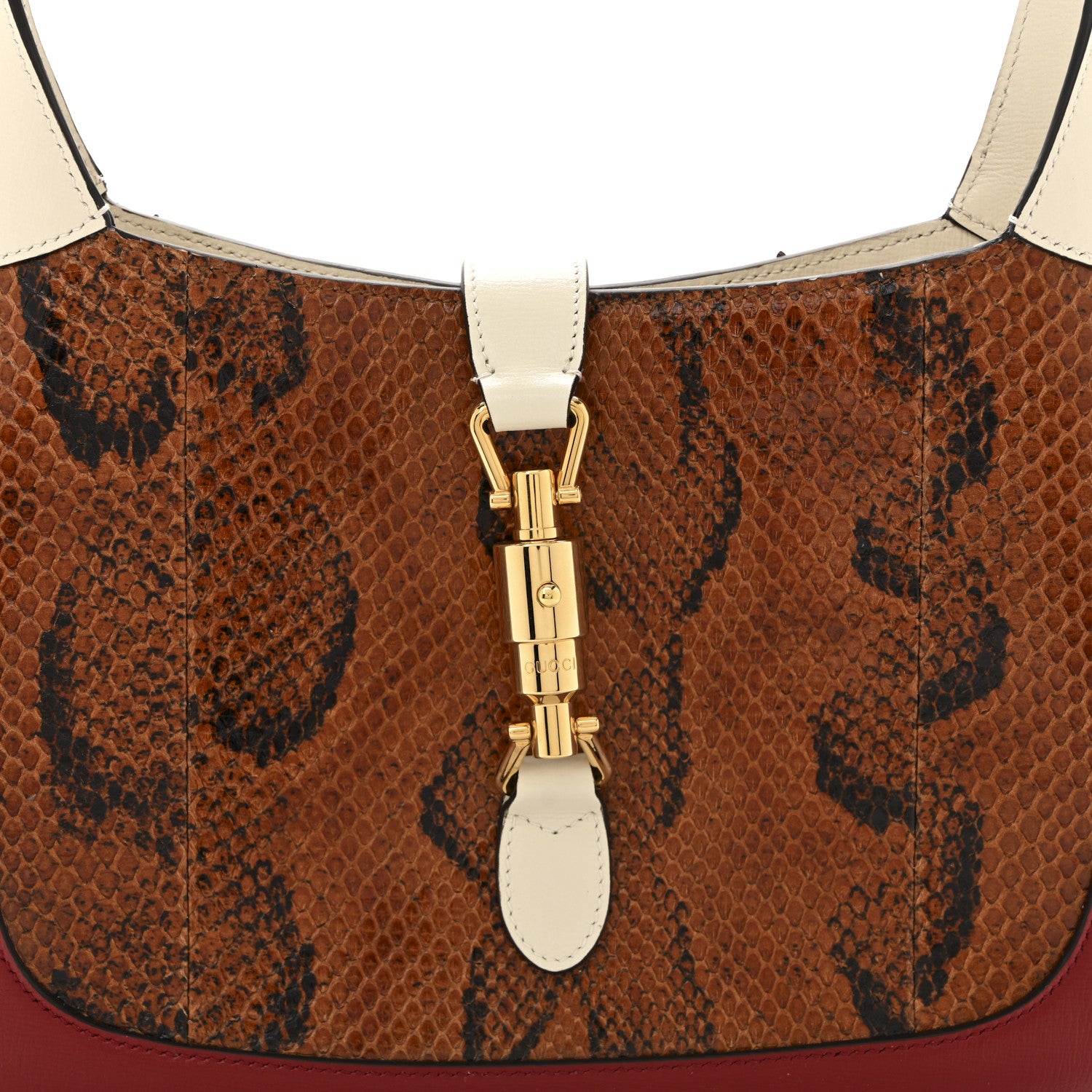Gucci Snakeskin Calfskin Small Jackie 1961 Hobo Brown Multicolor 8 of 13
