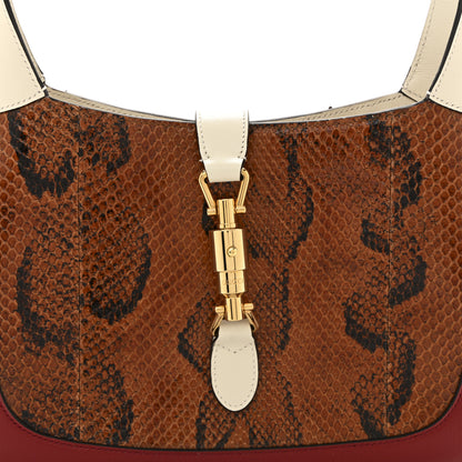 Gucci Snakeskin Calfskin Small Jackie 1961 Hobo Brown Multicolor 8 of 13