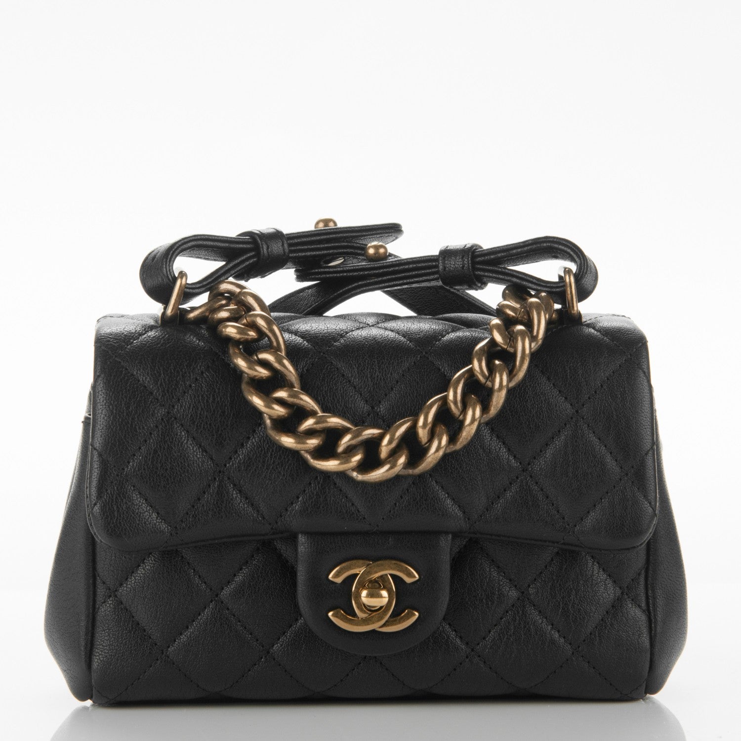 Chanel Shiny Sheepskin Quilted Mini Trapezio Flap Black 1 of 7