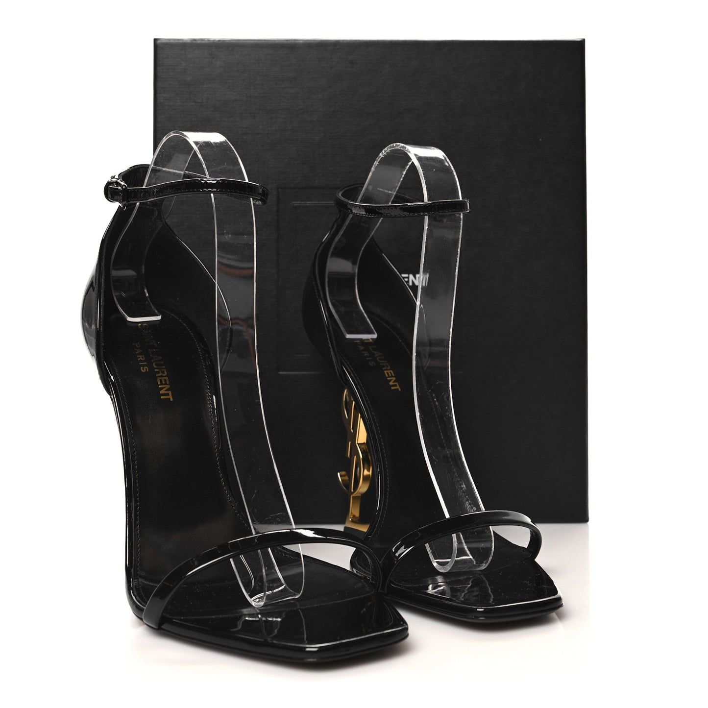 Patent Calfskin Opyum 110 Sandals 41 Black Gold