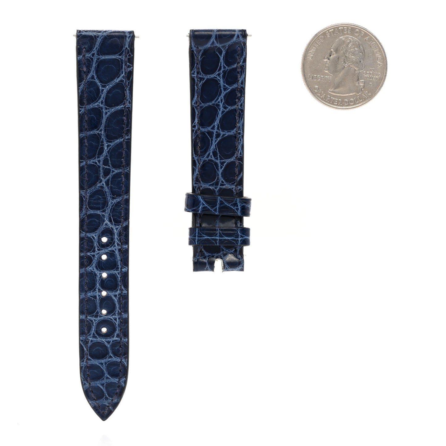 Shiny Alligator Heure H Hour Watch Strap Bleu Roi