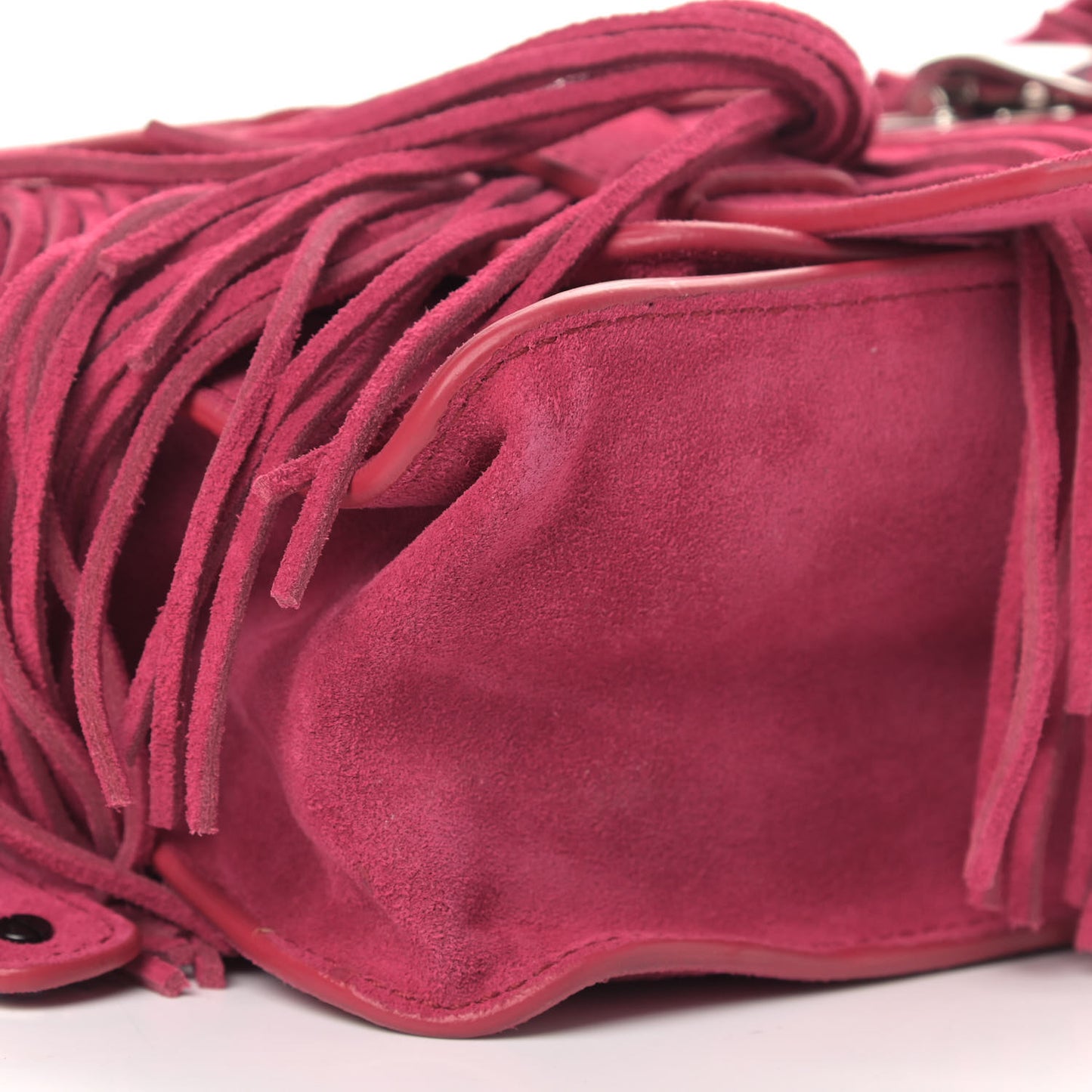 Suede Tiny PS1 Fringe Satchel Raspberry
