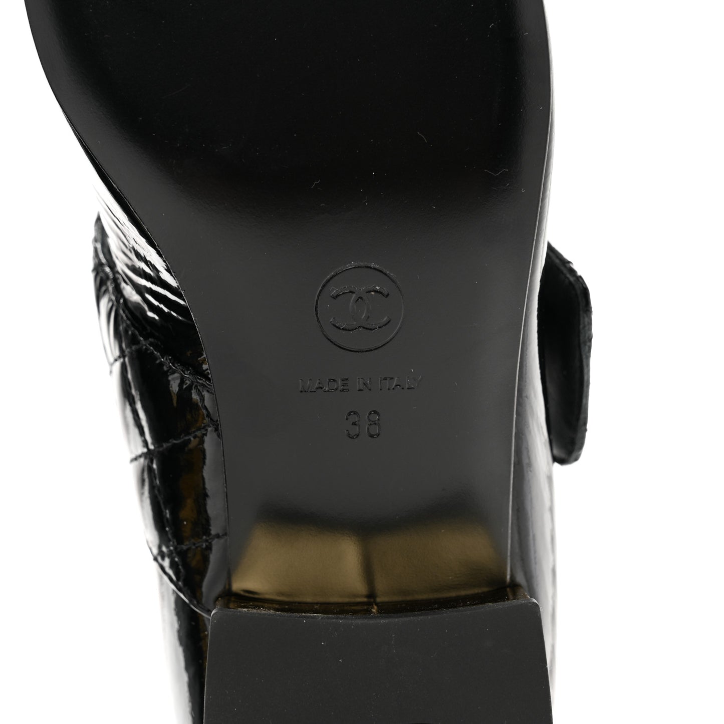 Patent Goatskin Cap Toe Mary Janes 38 Black