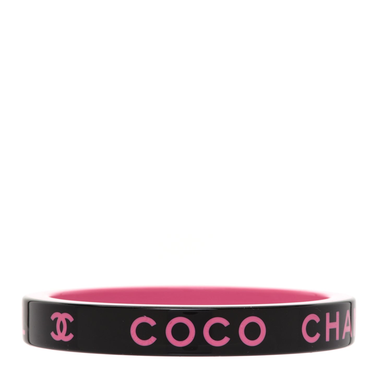 Resin Logo Bangle Bracelet Pink Black