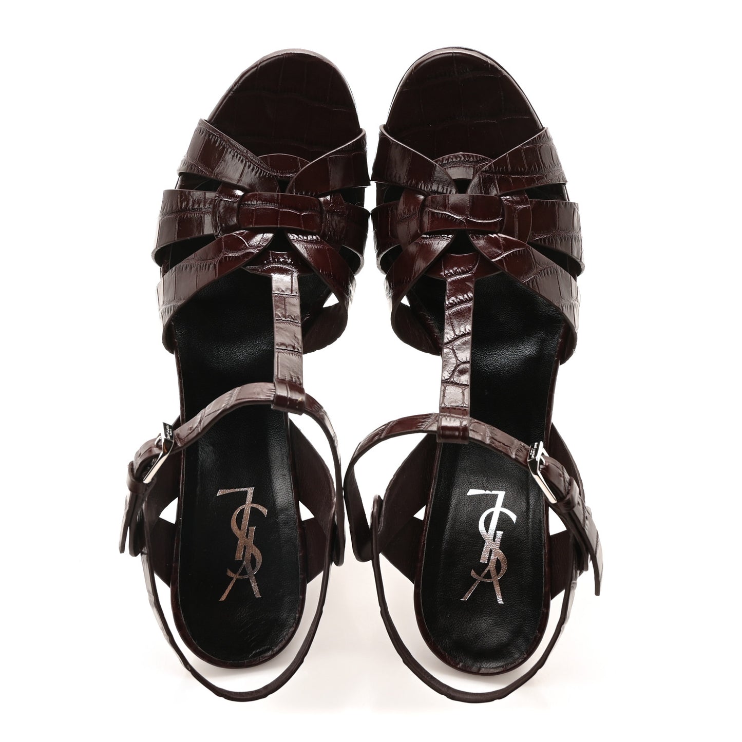 Calfskin Embossed Crocodile Tribute 75 Platform Sandals 41 Rouge Legion