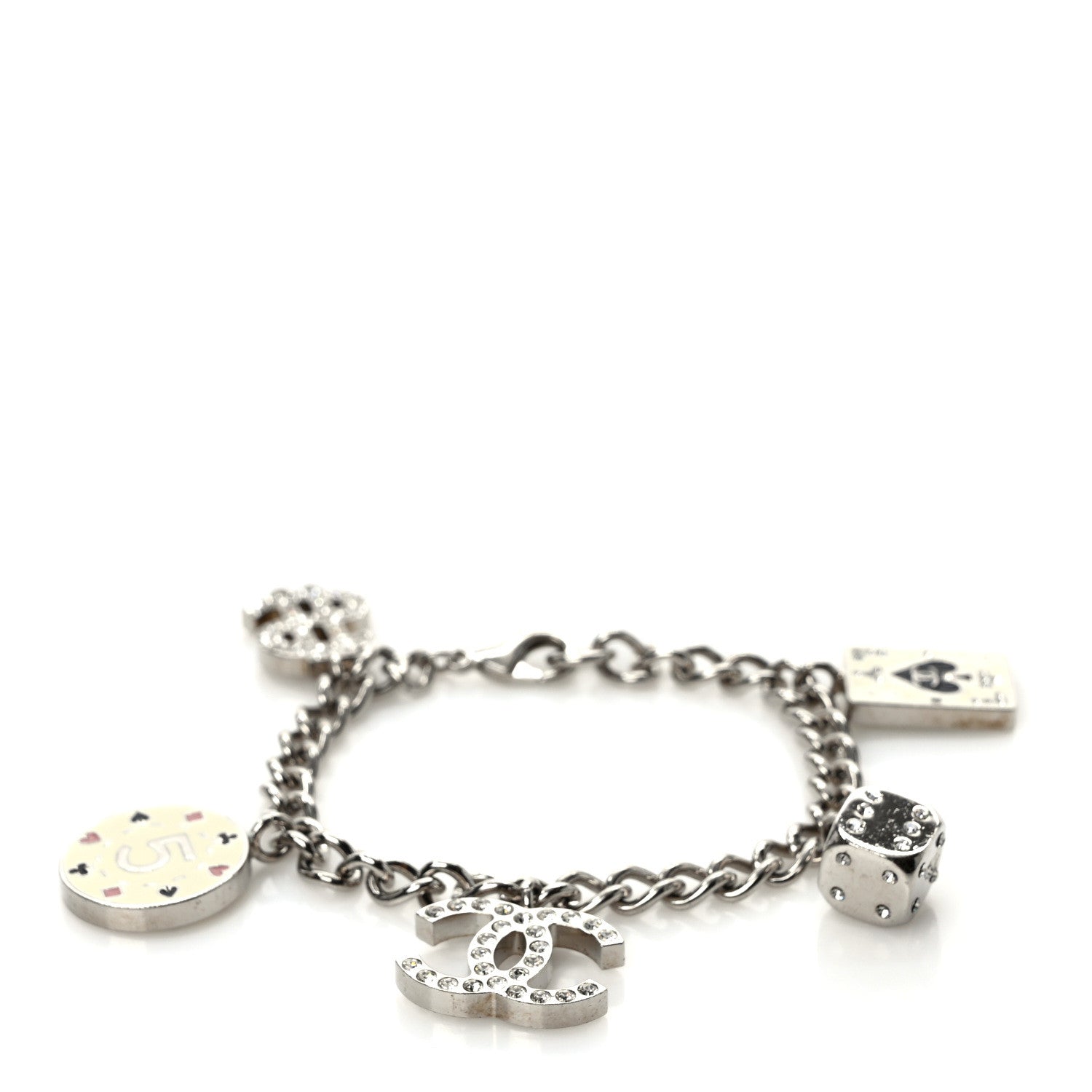 Chanel Crystal Wynn Exclusive Lucky Charm Bracelet Silver 1 of 6