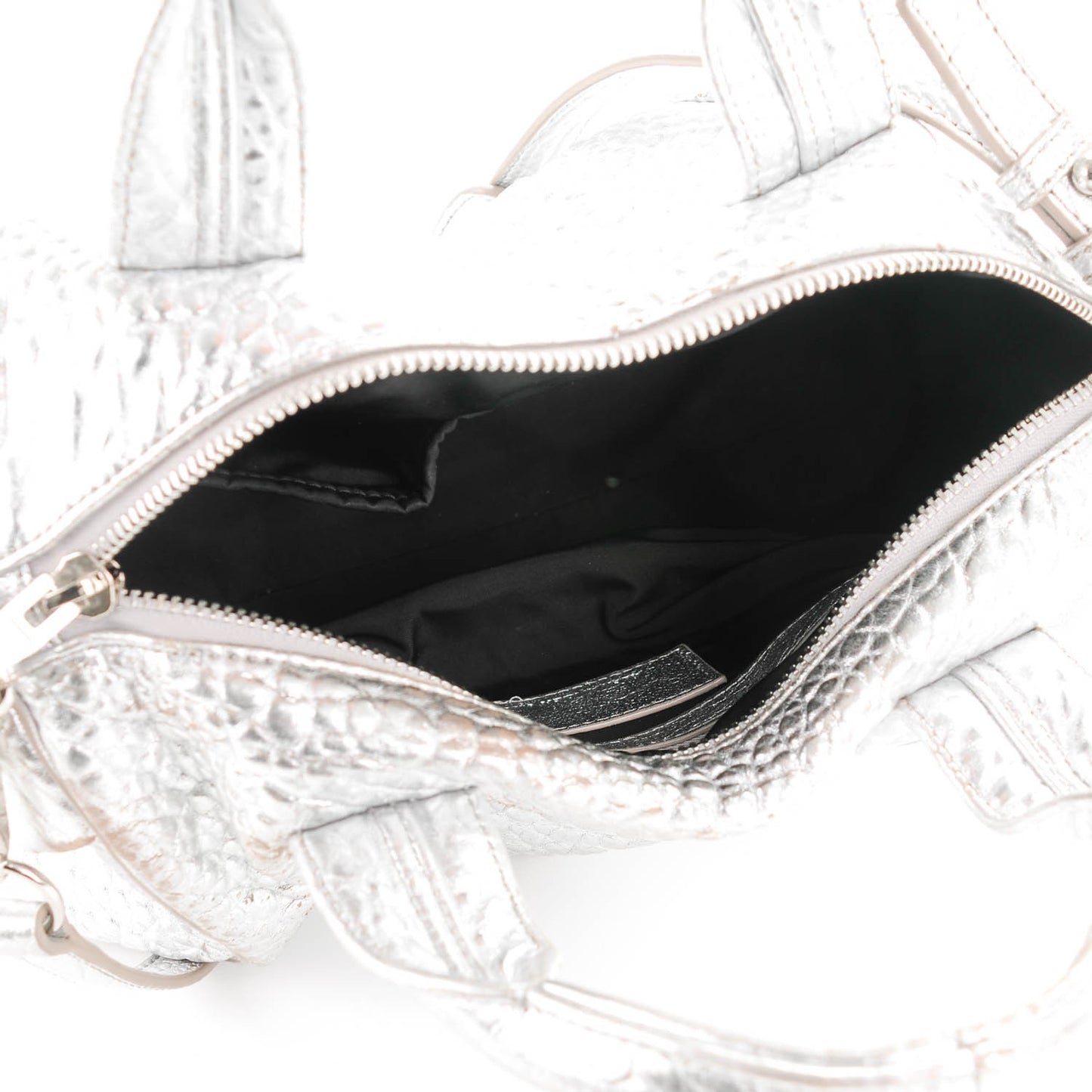 Metallic Pebbled Lambskin Rocco Rhodium Hardware