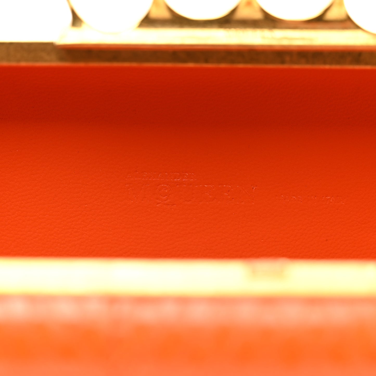 Snakeskin Knuckle Box Clutch Orange