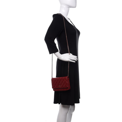 Chanel Lambskin Quilted Wallet On Chain WOC Red 2 of 15