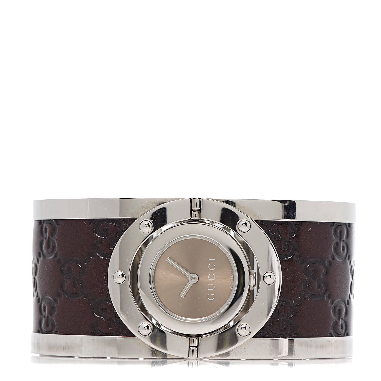 Gucci Stainless Steel Calfskin 33mm Twirl Quartz Watch Brown 3 of 6