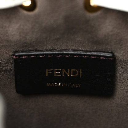 Fendi X FILA Calfskin F is Fendi Mania Fringe Mini Mon Tresor Bucket Bag White 6 of 12