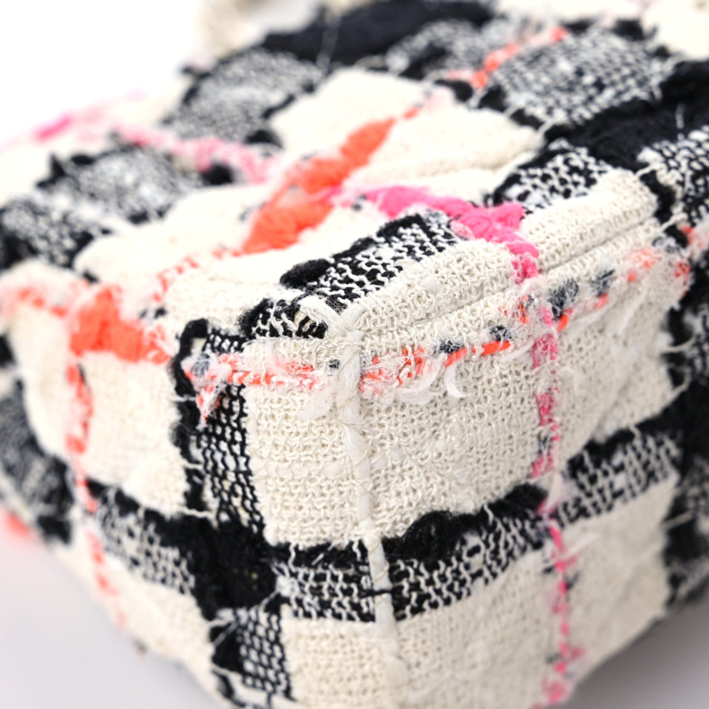 Tweed Quilted Mini Rectangular Flap Black White Pink
