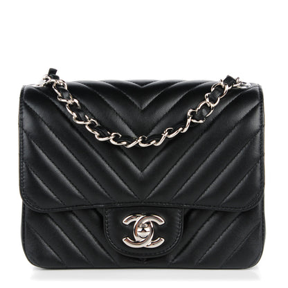 Chanel Lambskin Chevron Quilted Mini Square Flap Black 1 of 8