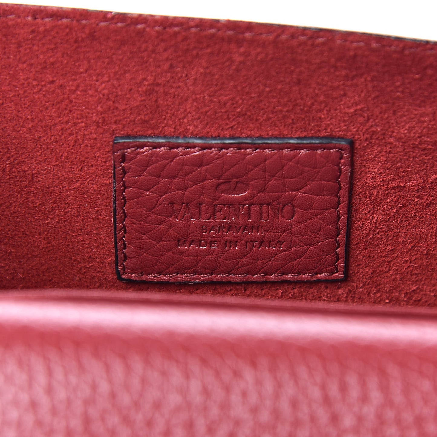 Pebbled Calfskin Rockstud Envelope Wallet on Chain Rubino