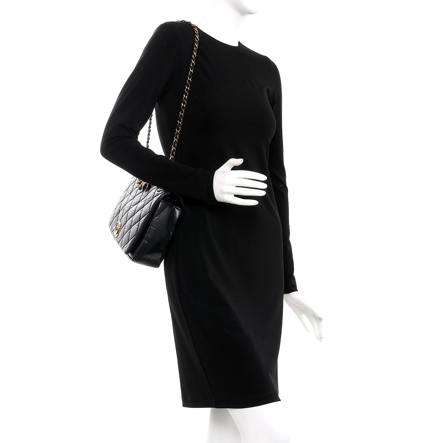 Chanel Aged Calfskin Quilted Medium Pondichery Flap Black 2 of 9