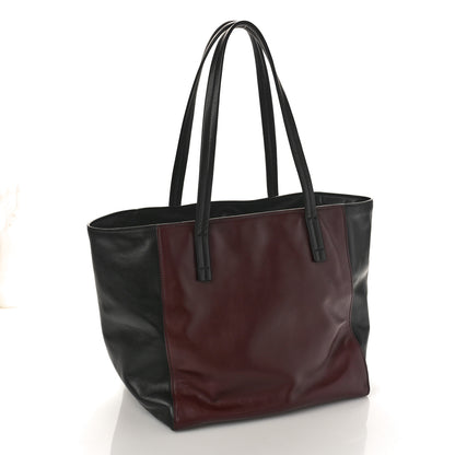 Prada Soft Calf Shopping Tote Black Burgundy 2 of 8