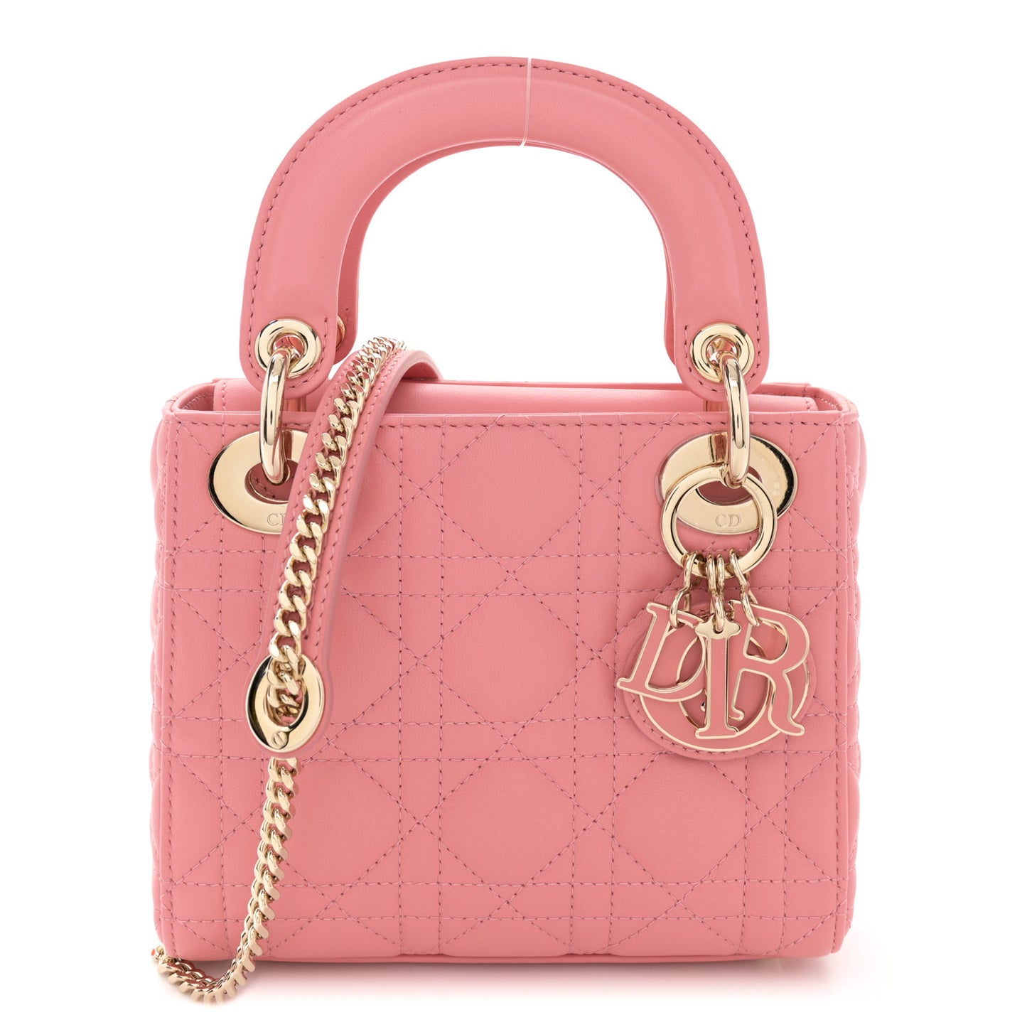 Lambskin Cannage Mini Lady Dior Peach Blossom