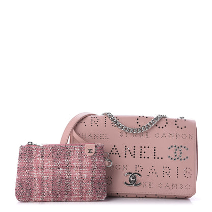 Chanel Calfskin Tweed Eyelet Flap Bag Pink 1 of 9