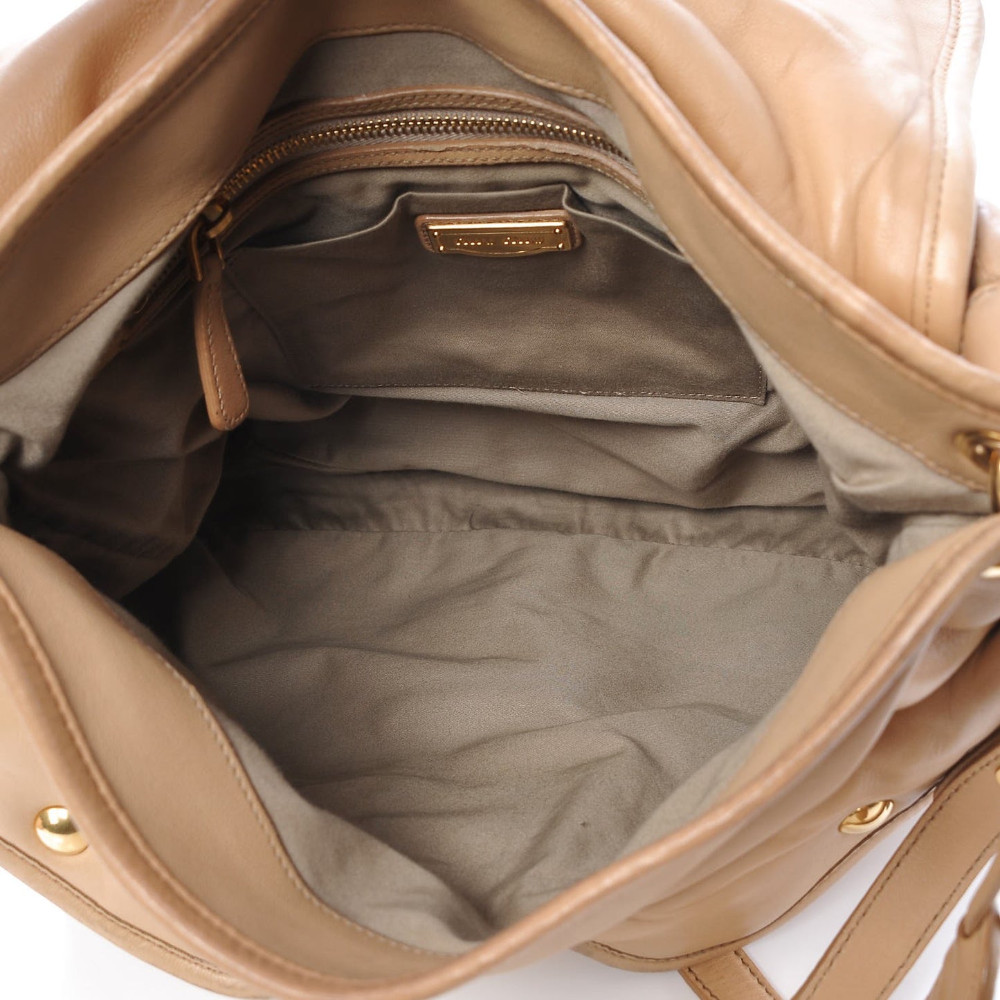 Nappa Matelasse Coffer Hobo Beige