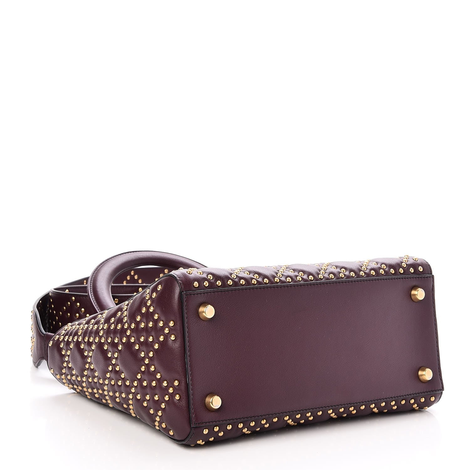 Christian Dior Calfskin Cannage Studded Medium Supple Lady Dior Deep Amaranth 5 of 9