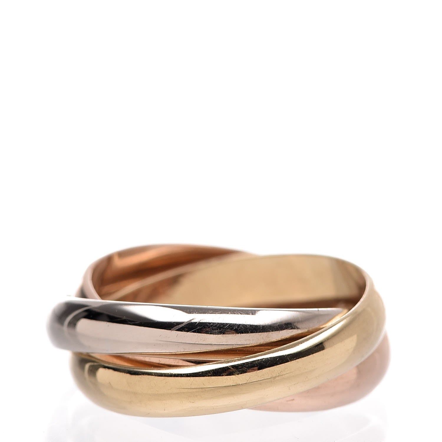 Cartier 18K Pink Yellow White Gold Small Les Must De Trinity Ring 52 6 3 of 5