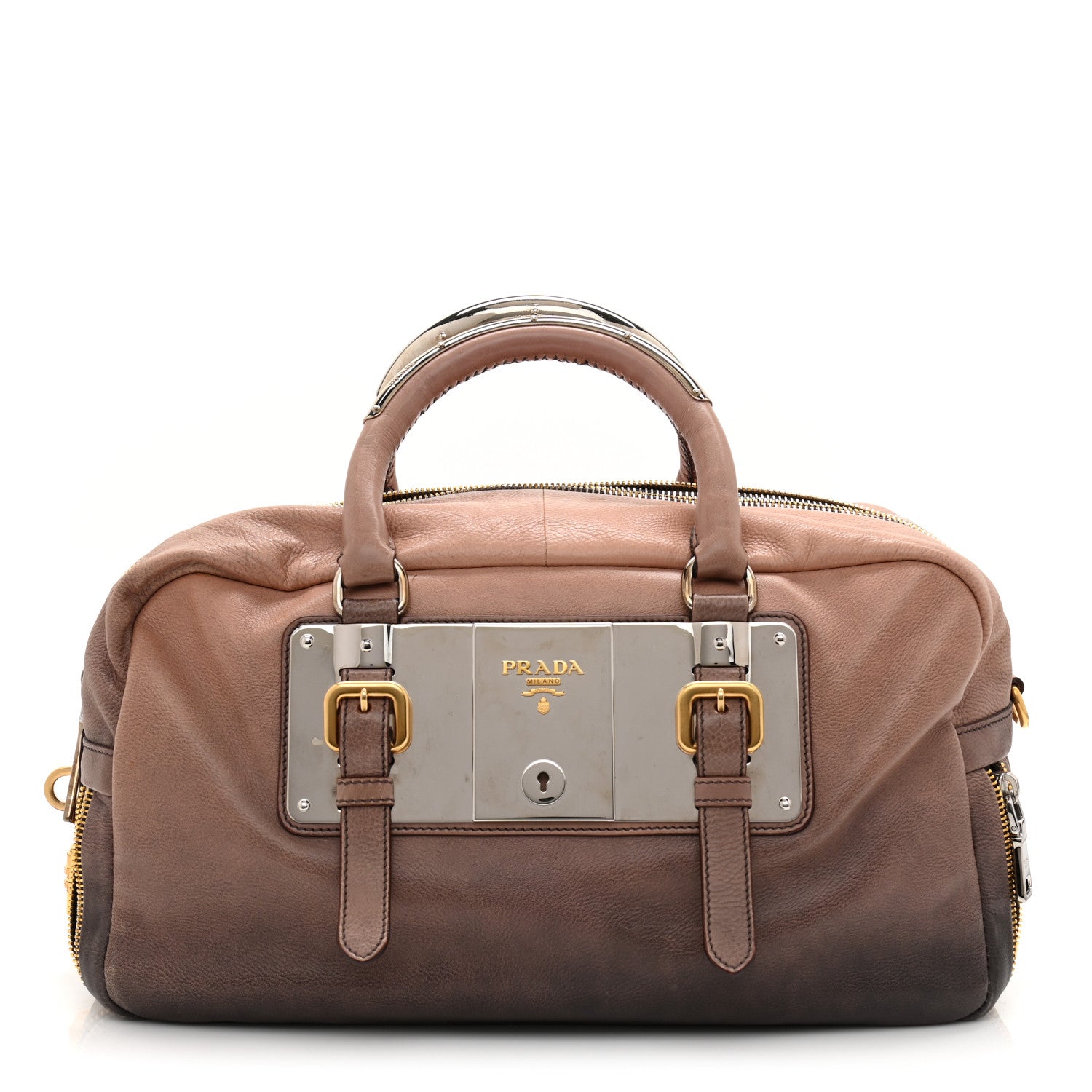 Prada Glace Calf Zippers Plaque Boston Ardesia Nudo 1 of 12