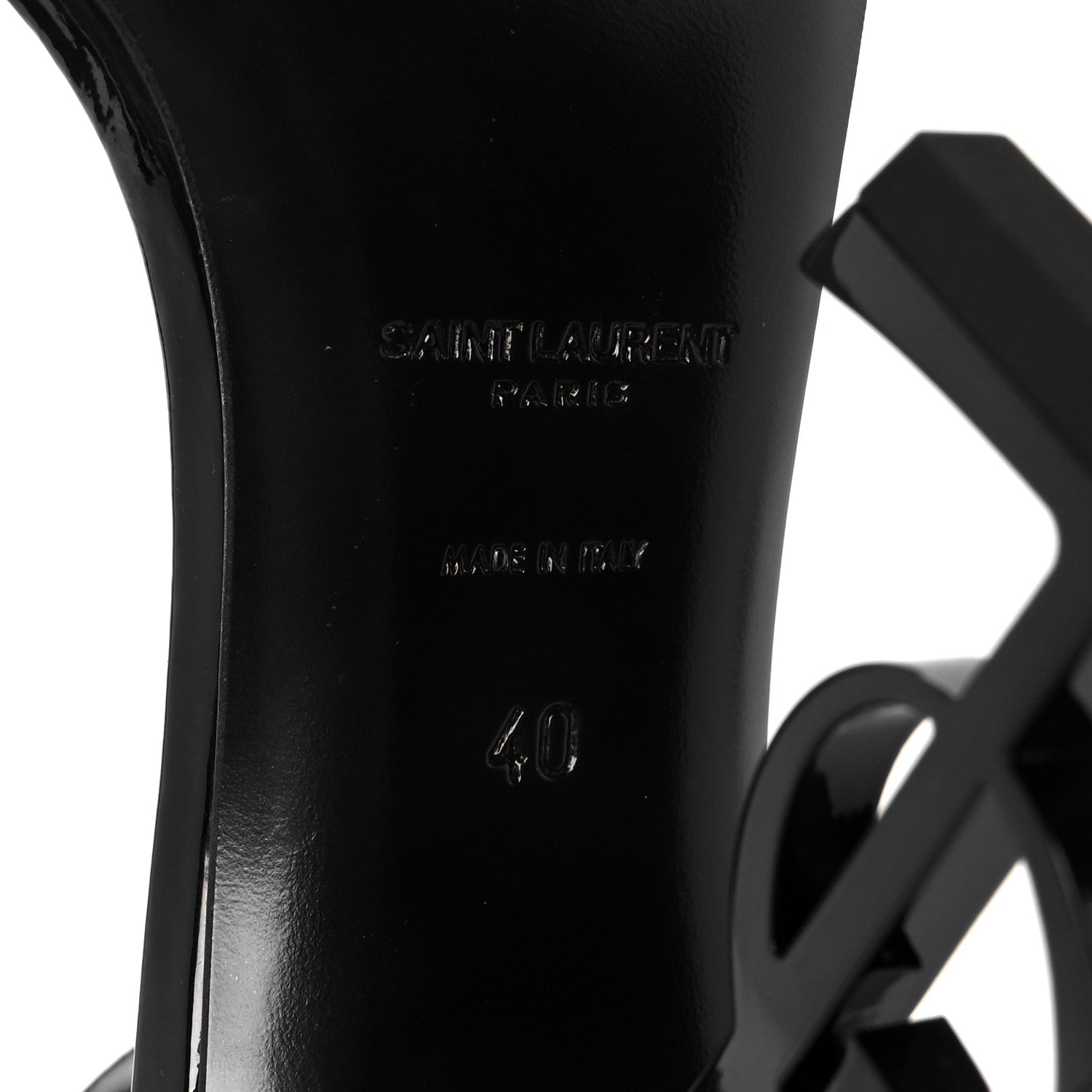 Saint Laurent Patent Calfskin Opyum 110 Sandals 40 Black 8 of 10
