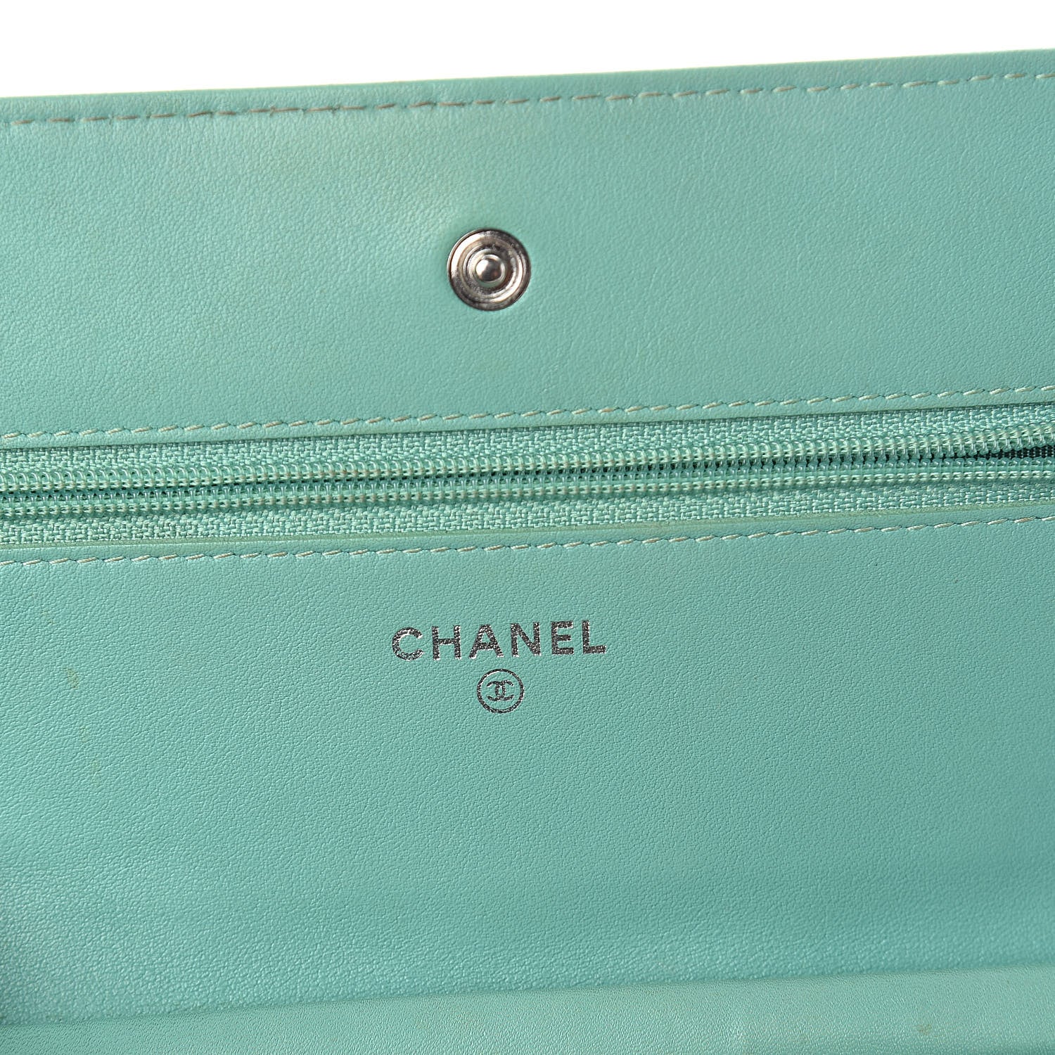 Chanel Patent Quilted Wallet On Chain WOC Green 6 of 10