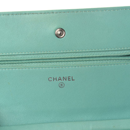 Chanel Patent Quilted Wallet On Chain WOC Green 6 of 10