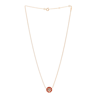 Christian Dior 18K Rose Gold Diamond Resin Rose Des Vents Necklace Red 3 of 4