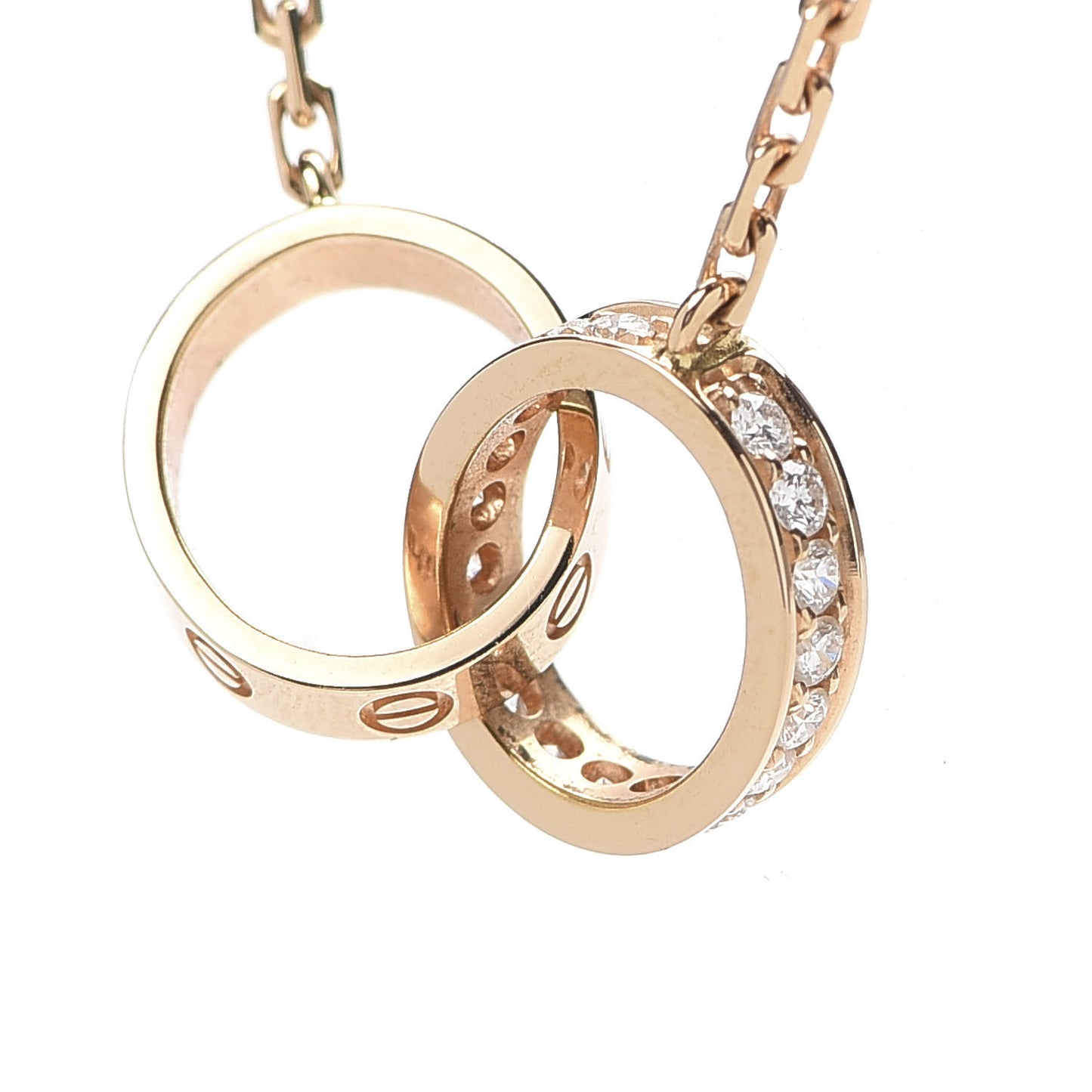 18K Pink Gold Diamond Interlocking LOVE Necklace