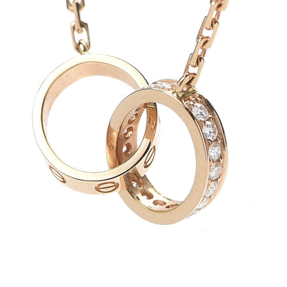 Cartier 18K Pink Gold Diamond Interlocking LOVE Necklace 4 of 7