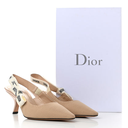 Christian Dior Technical Canvas Ribbon J Adior Slingback 65mm Pumps 37 Powder Nude 8 of 8
