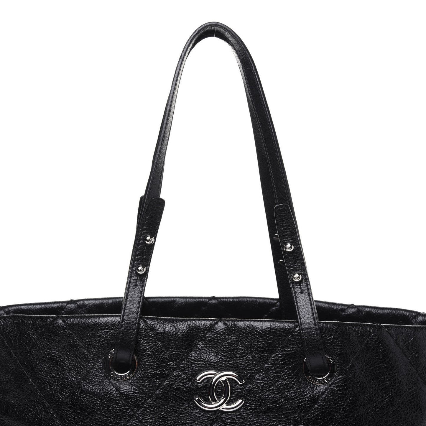 Glazed Calfskin Large On The Road Tote Black
