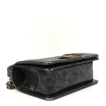Chanel Cracked Metallic Calfskin Quilted Small Boy Flap Dark Silver 4 of 11