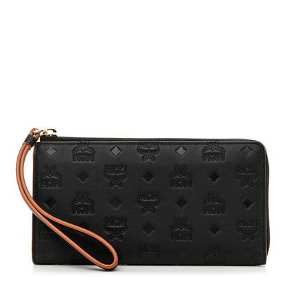 MCM Calfskin Ottomar Monogram Large Aren Zip Wallet Black 1 of 7