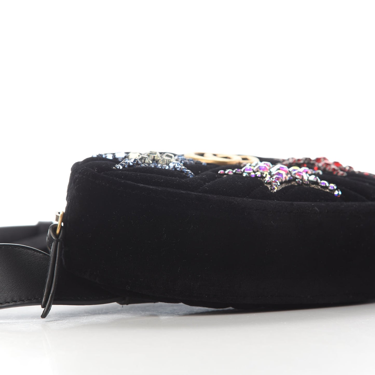 Velvet Matelasse Crystal Star GG Marmont Belt Bag 95 38 Black