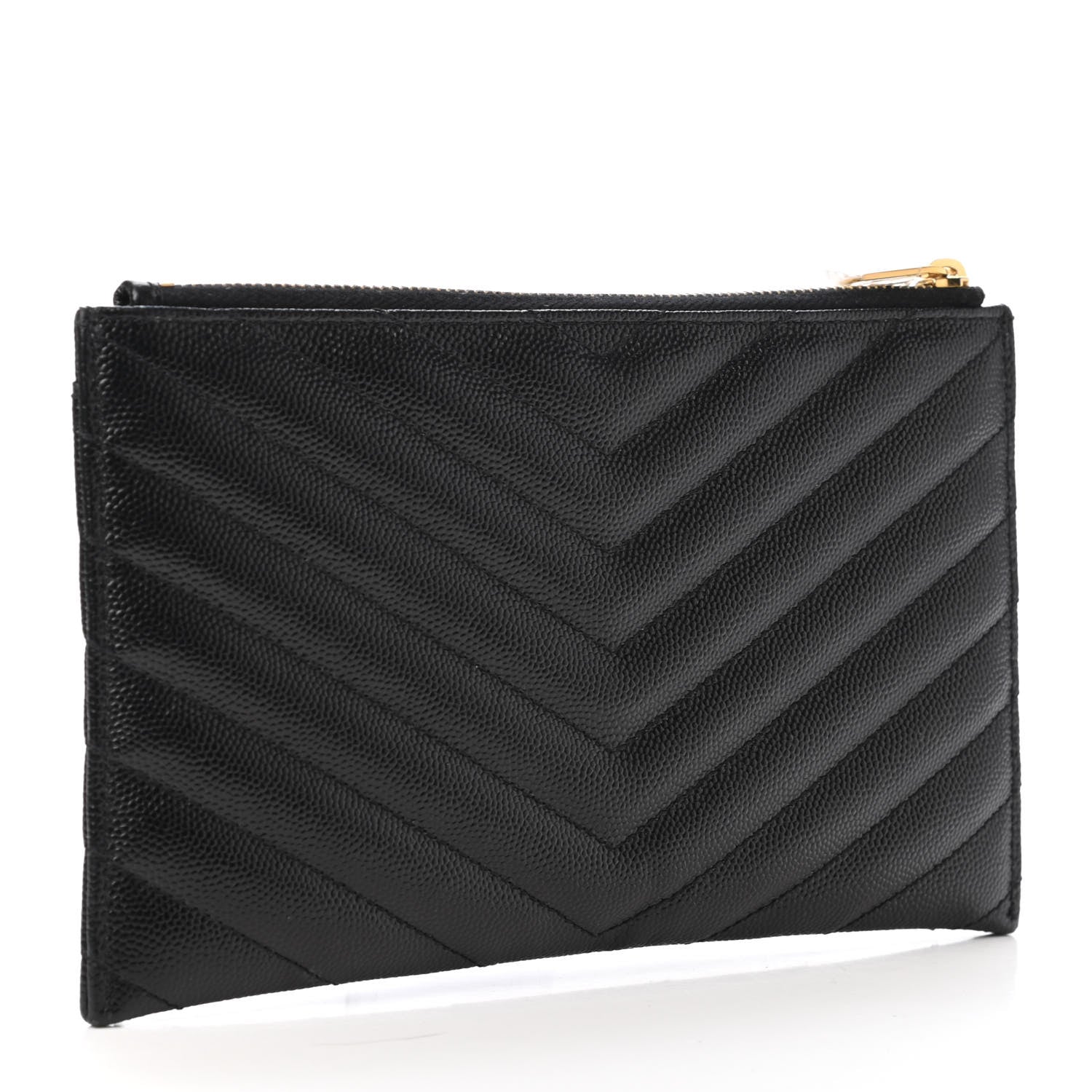 Saint Laurent Grain De Poudre Chevron Monogram Bill Pouch Black 2 of 4