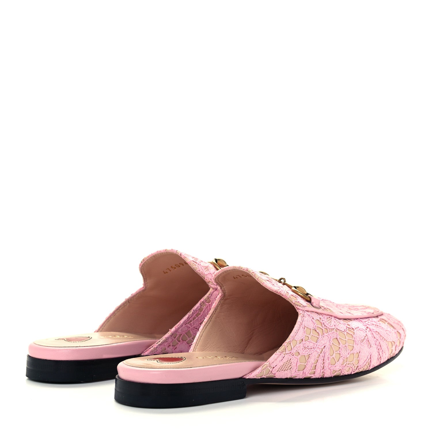 Gucci Lace Malaga Kid Womens Princetown Slippers 35 Sugar Pink Skin Rose 4 of 10