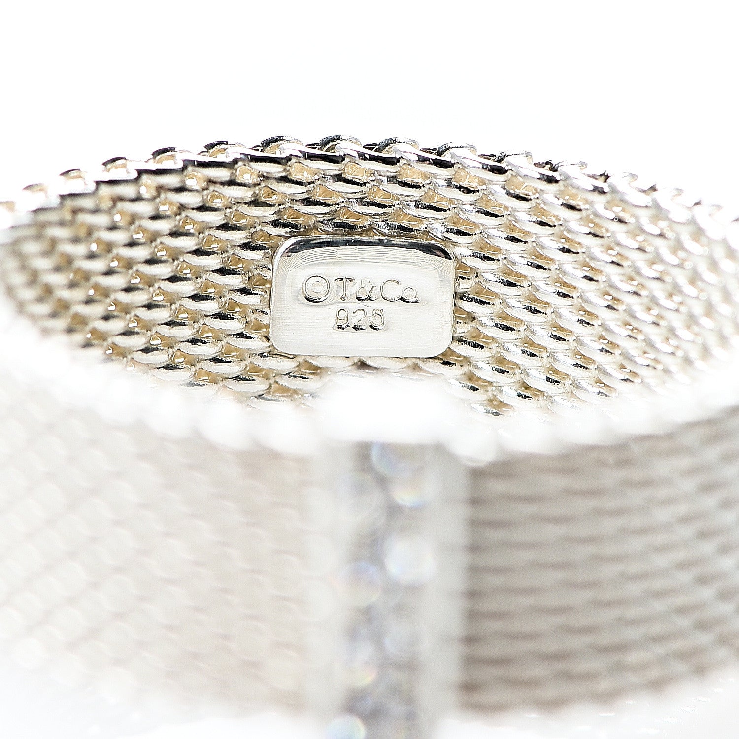 Tiffany Sterling Silver Diamond Somerset Mesh Ring 51 5.75 3 of 3