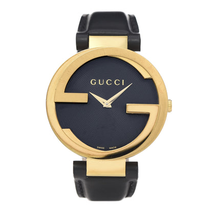 Gucci Stainless Steel Calfskin 37mm Interlocking G Quartz Watch Black 1 of 6