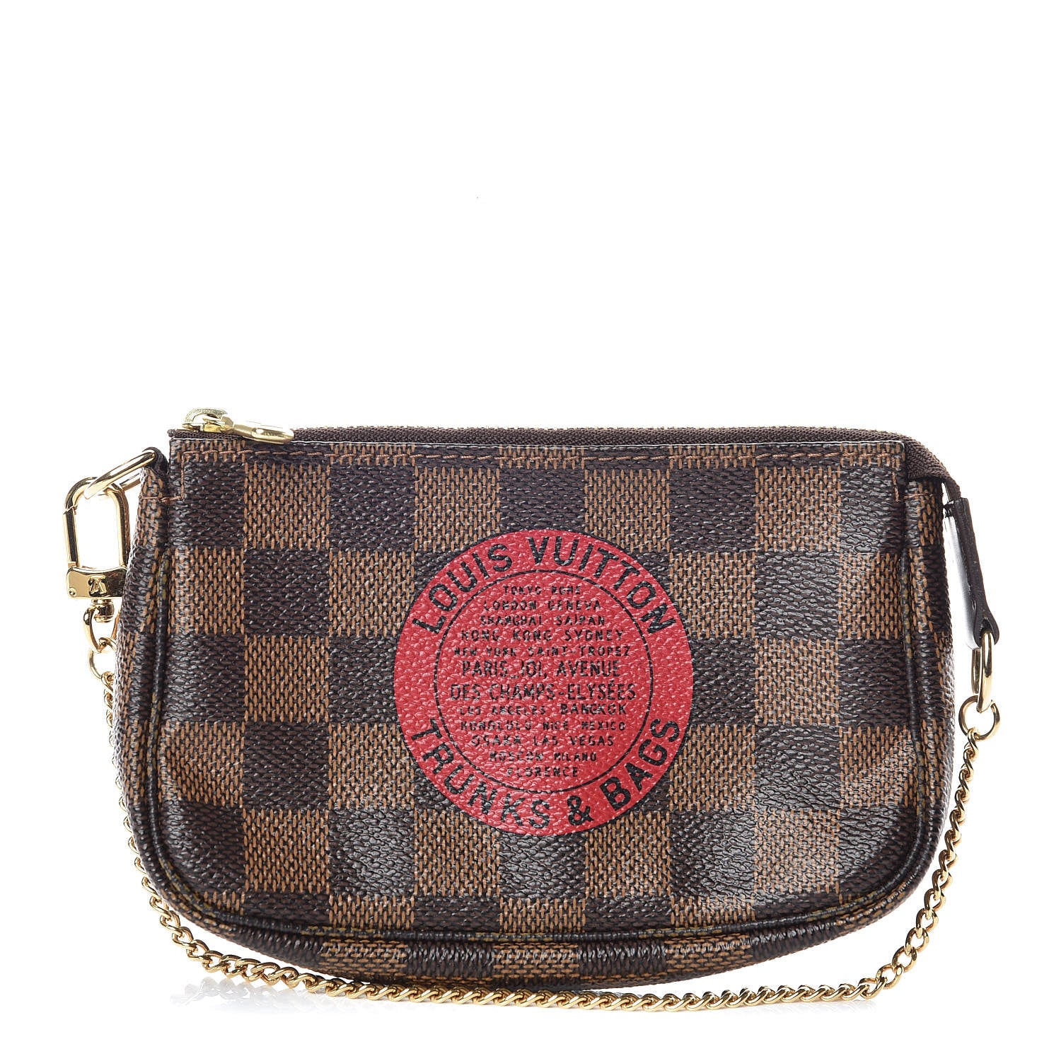 Louis Vuitton Damier Ebene Complice Trunks and Bags Mini Pochette Accessories Red 1 of 10