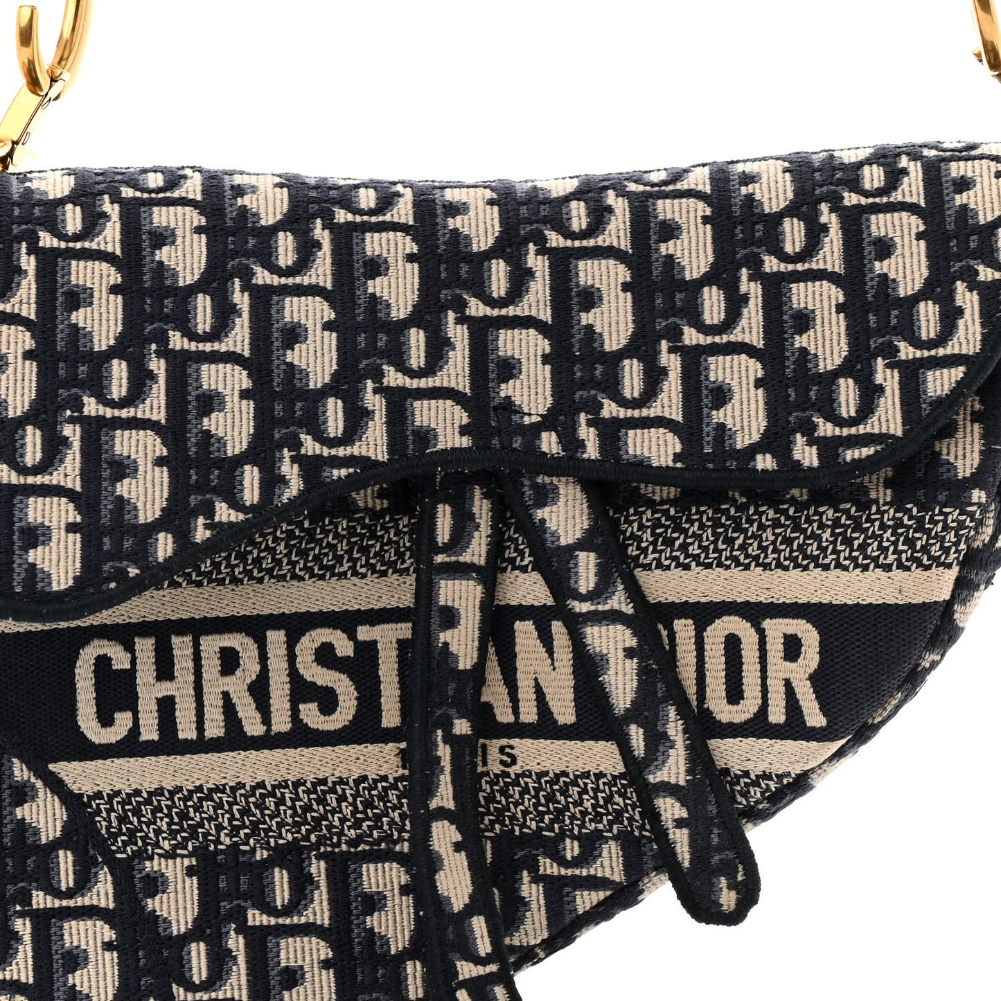 Oblique Embroidered Saddle Bag Blue