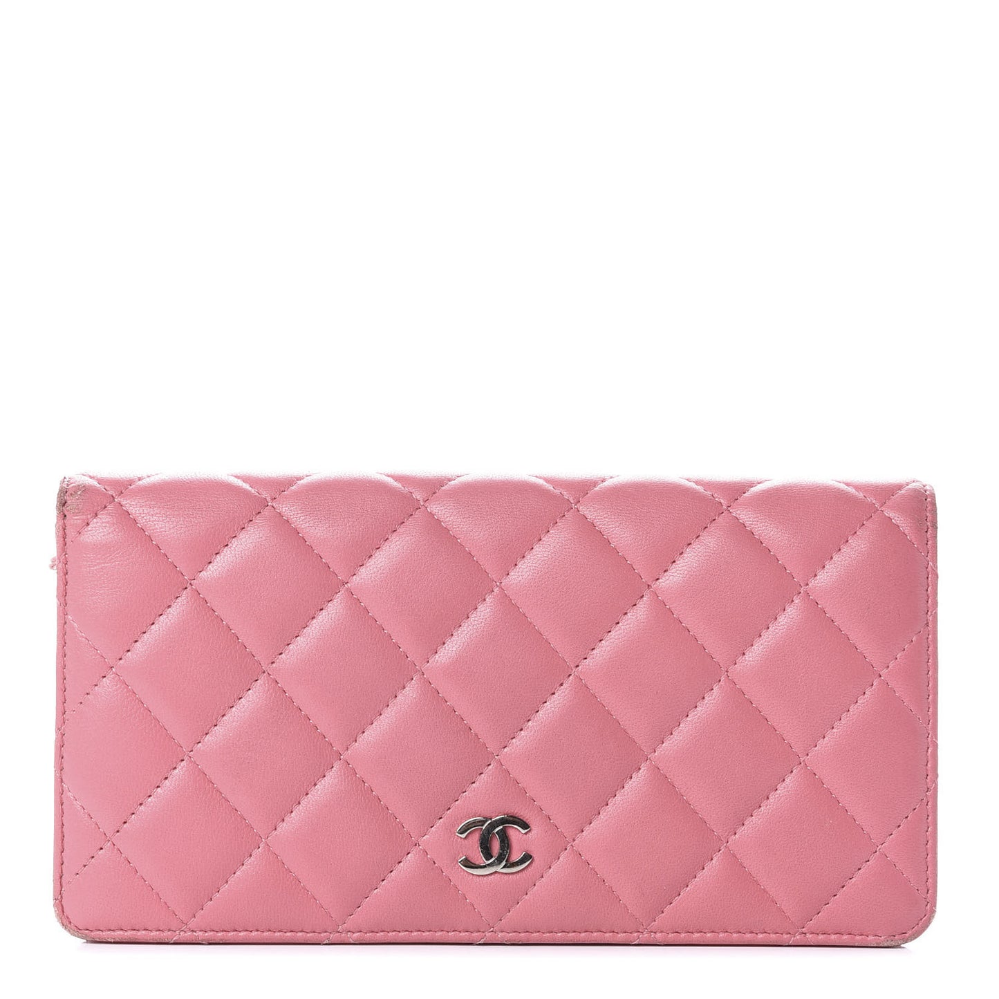 Lambskin Quilted Yen Wallet Pink